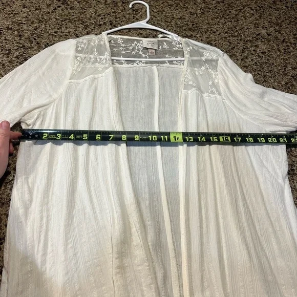 Knox Rose White Lace Long Sleeve Open Front Cardigan Kimono Size M - Picture 8 of 8